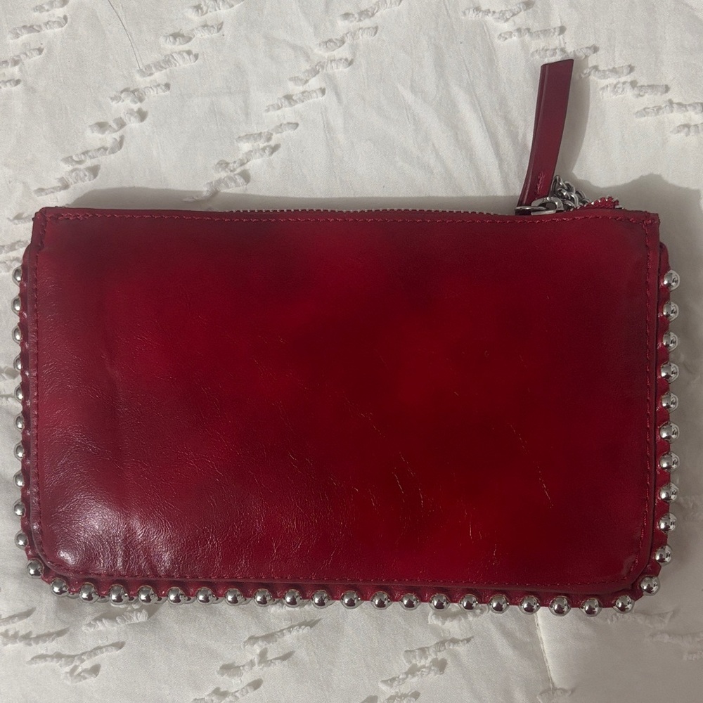 Zara Red Leather wallet in a chain bag